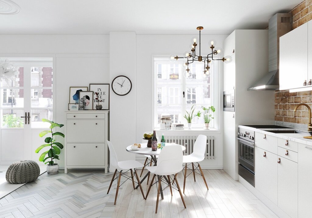 Studio apartment in Scandinavian style