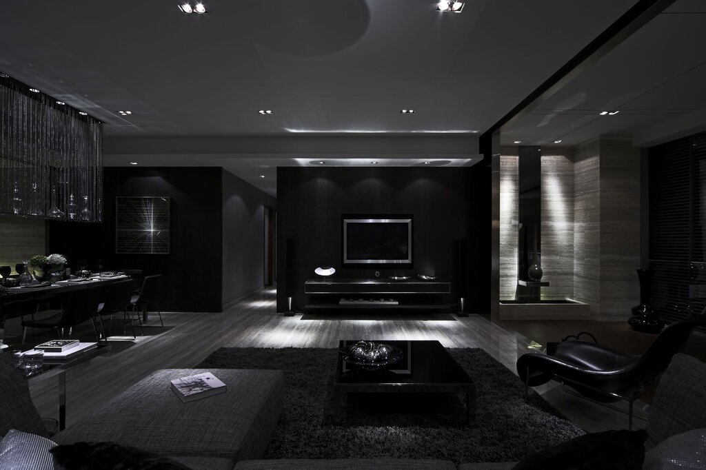 An apartment in black tones