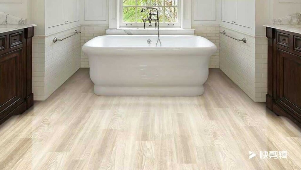 Quartz vinyl tile in the bathroom