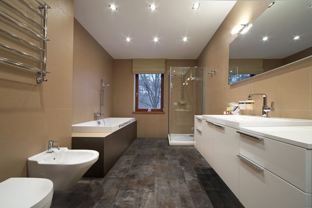 Quartz vinyl tiles in the bathroom