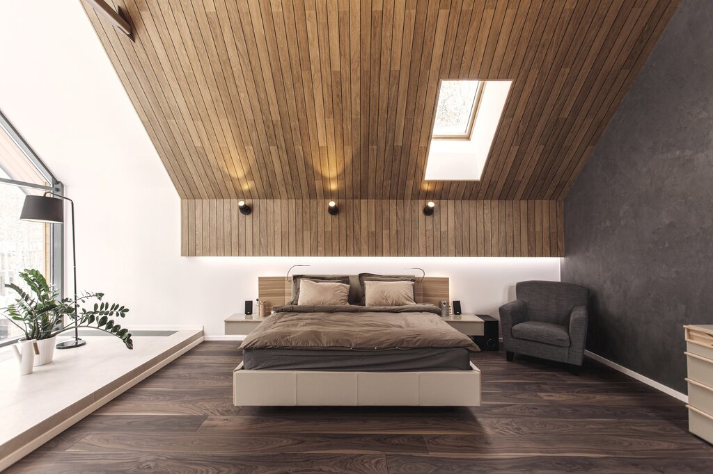 Laminate on the wall and ceiling