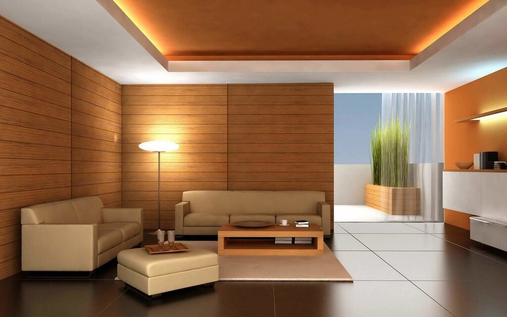 Laminate on the wall with backlighting