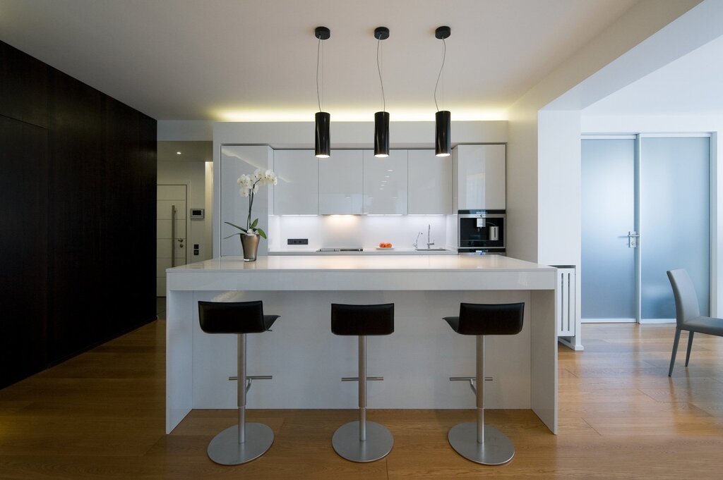 Lamps above the bar counter