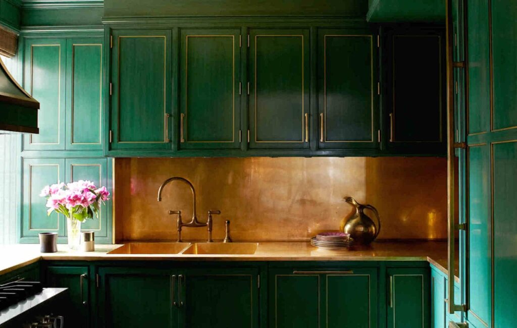 Brass kitchen backsplash