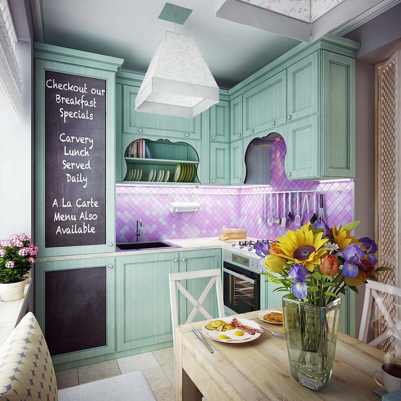 Lavender kitchen in the interior