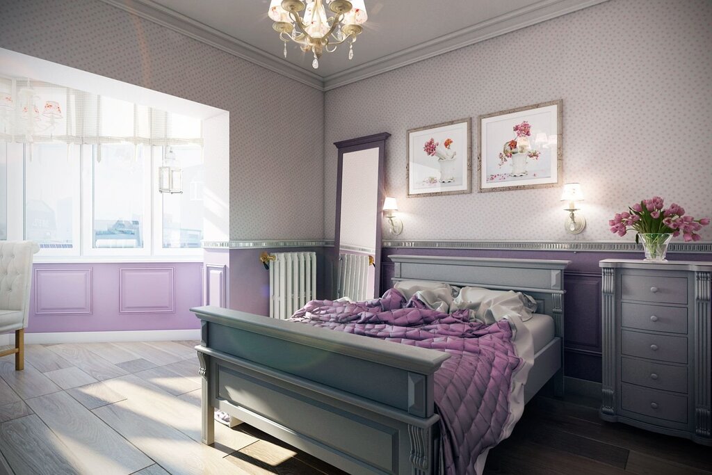 Lavender wall color in the bedroom