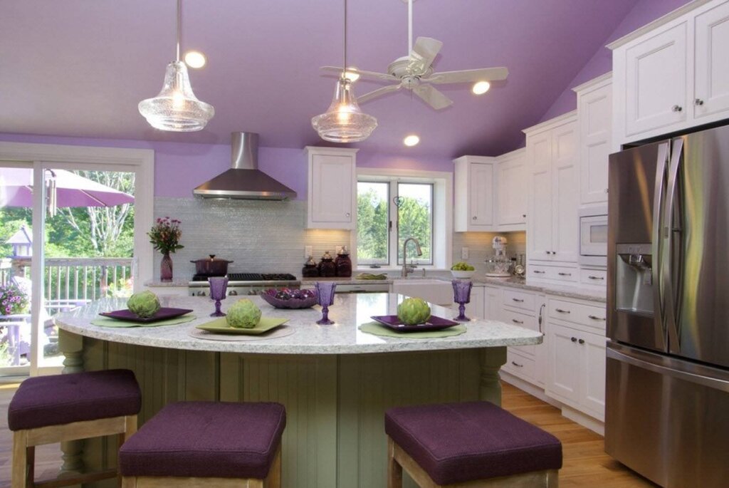 Lavender color in the kitchen interior