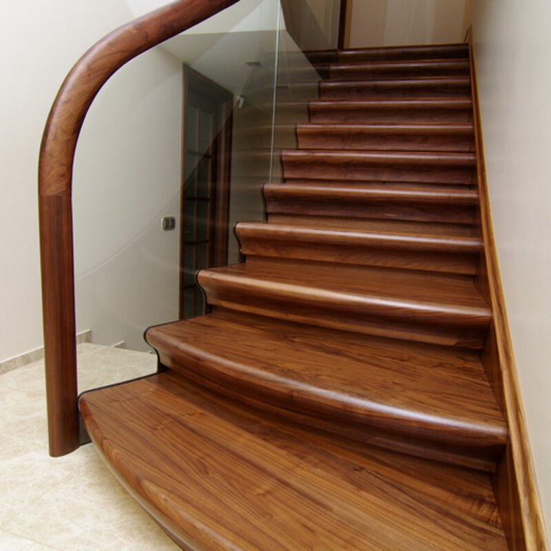 Teak-colored staircase