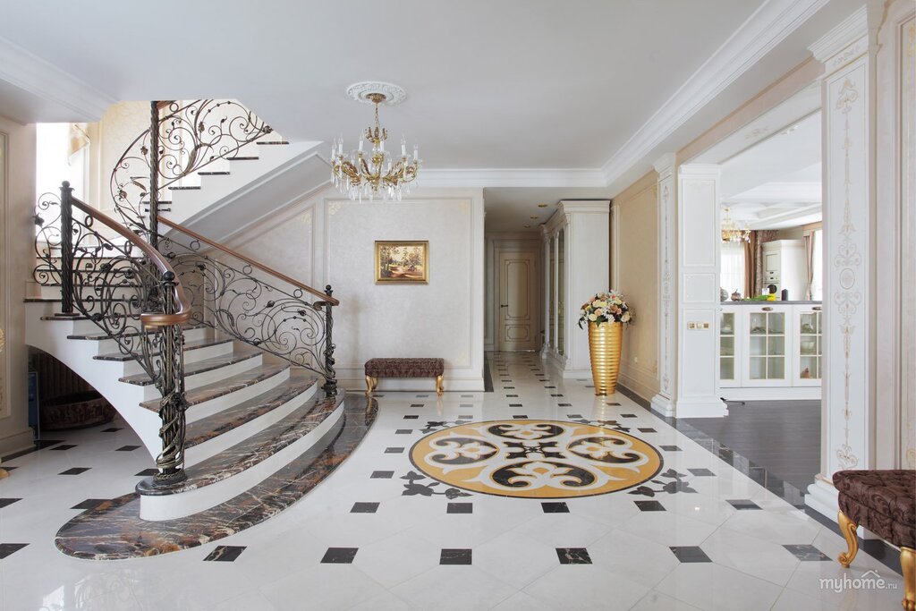 The staircase in the house is made of tiles