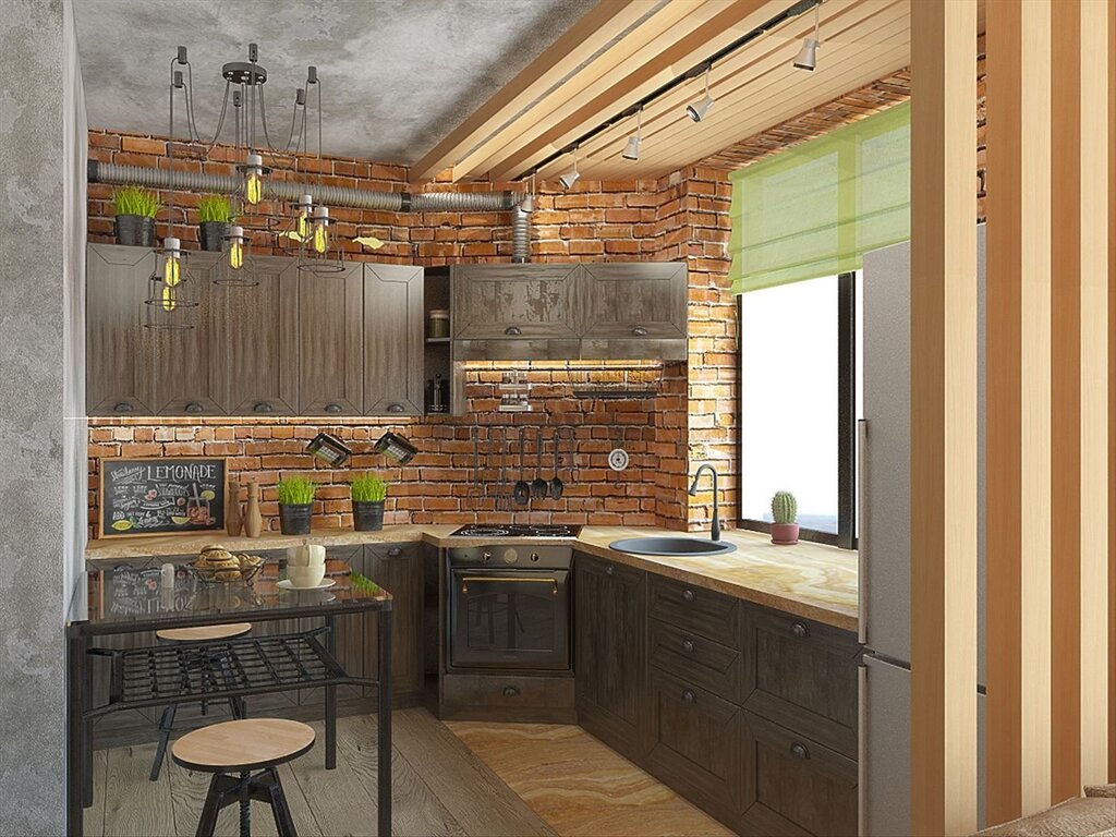 Summer kitchen in loft style 35 фото