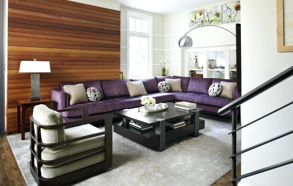 Lilac sofa in the interior