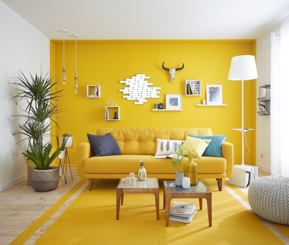 Lemon-colored walls