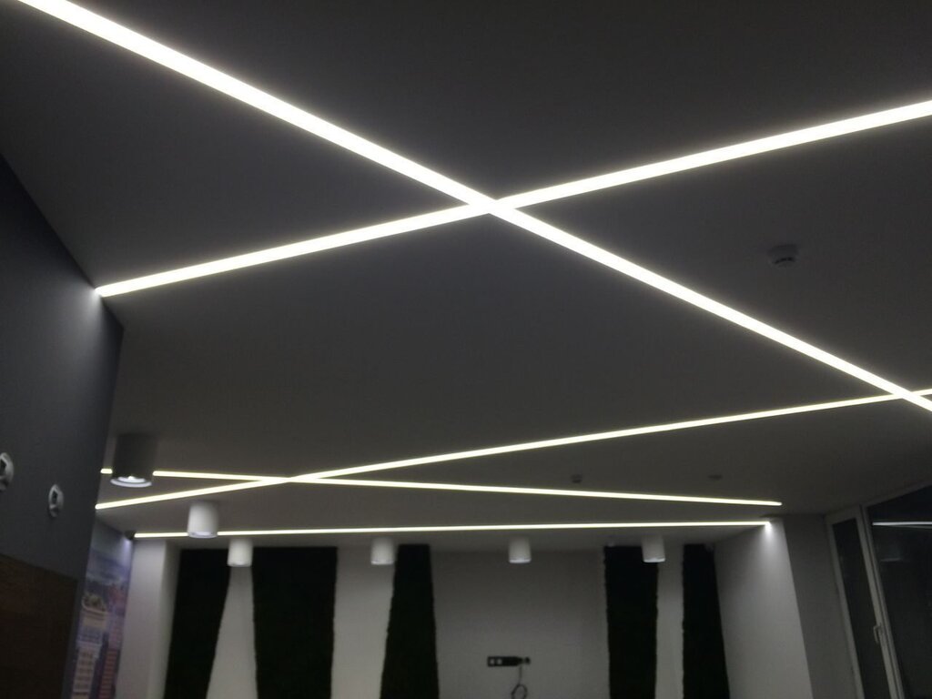 Linear lights for stretch ceilings