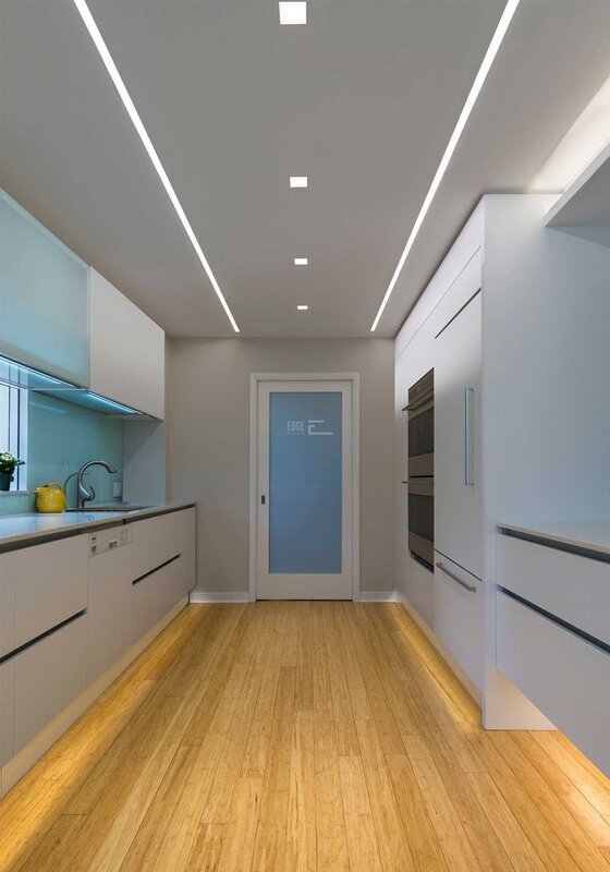 Linear LED lights for stretch ceilings