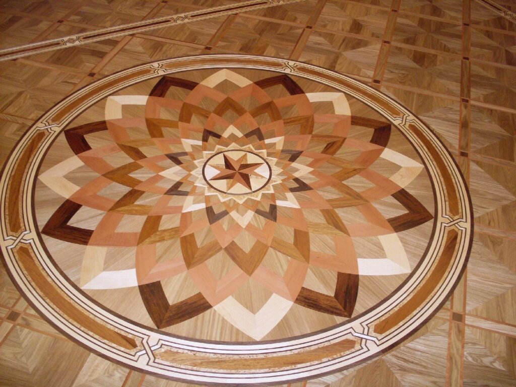 Linoleum under artistic parquet