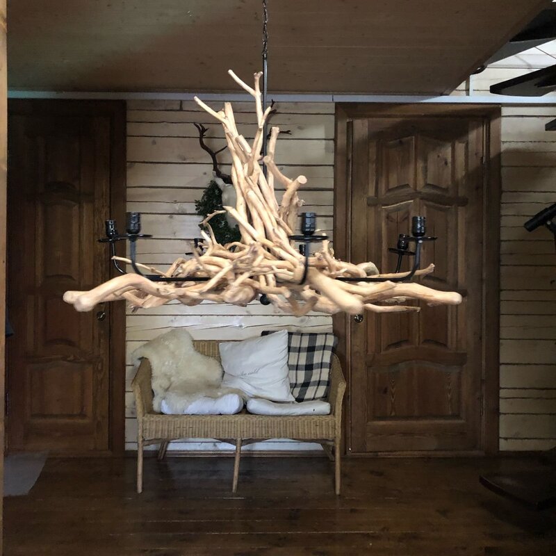 Chandelier made from a tree branch