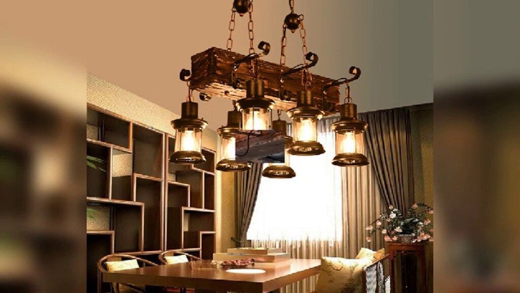 Loft chandelier made of wood