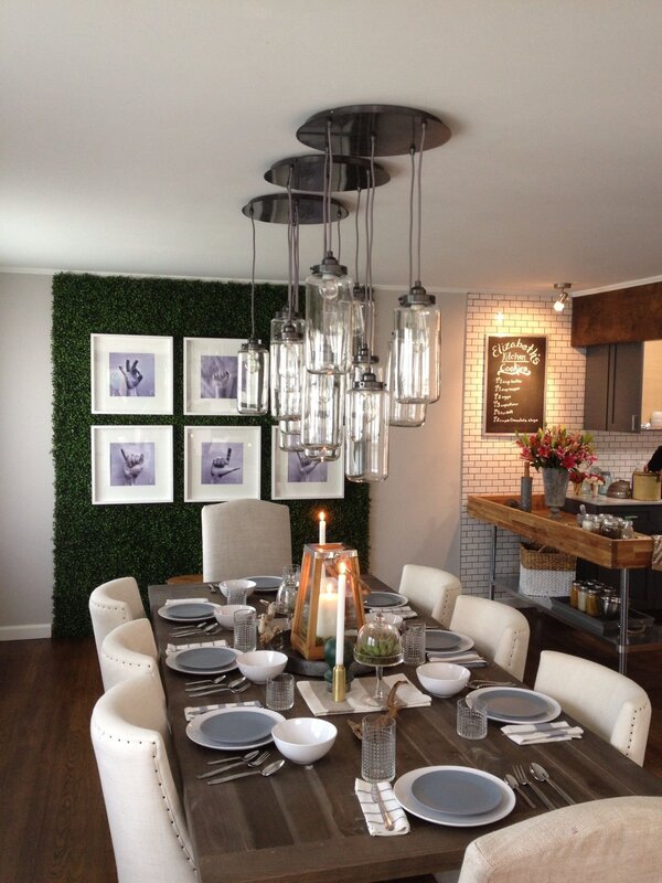 Chandelier above the dining table