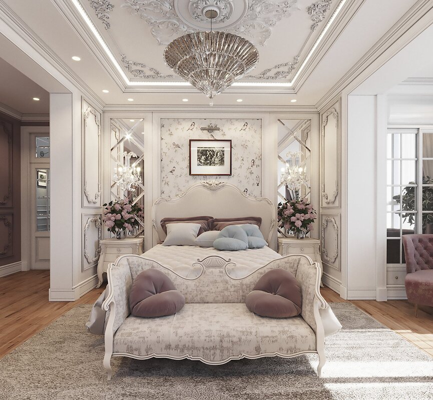 Neoclassical chandelier for the bedroom