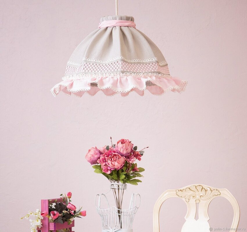 Chandelier with fabric lampshades