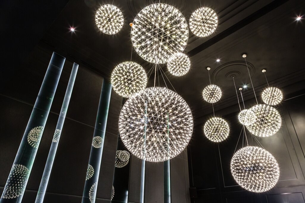 Wire ball chandelier