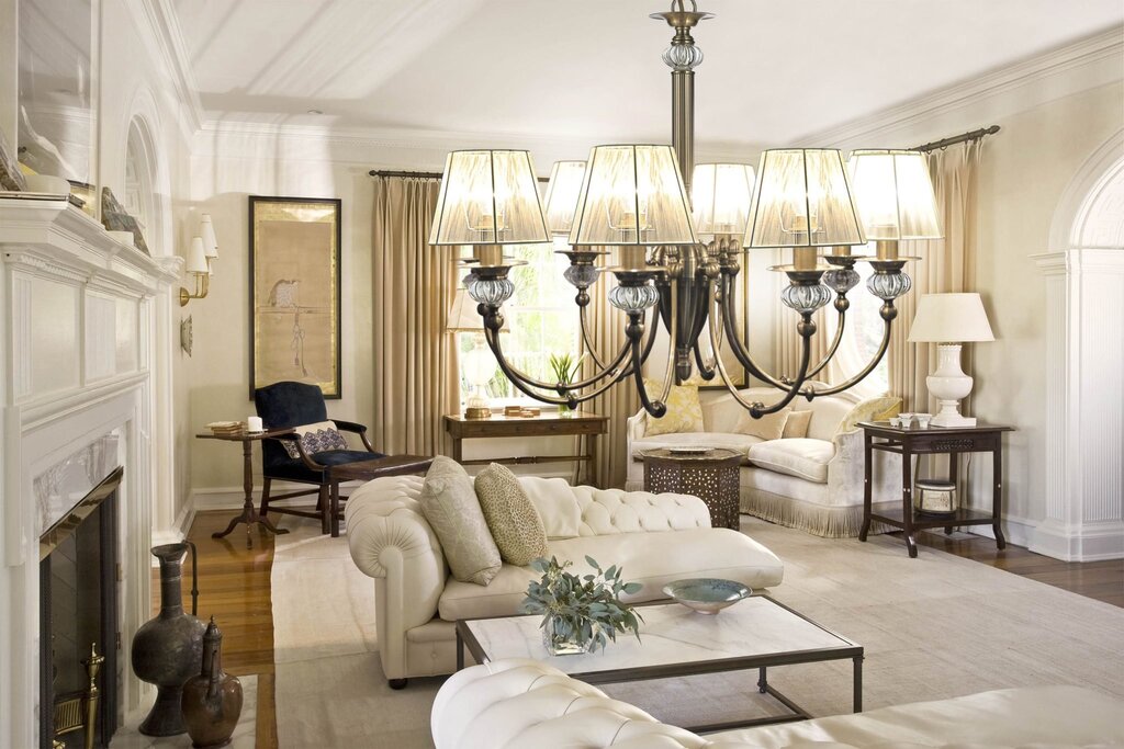 Chandeliers in the living room interior