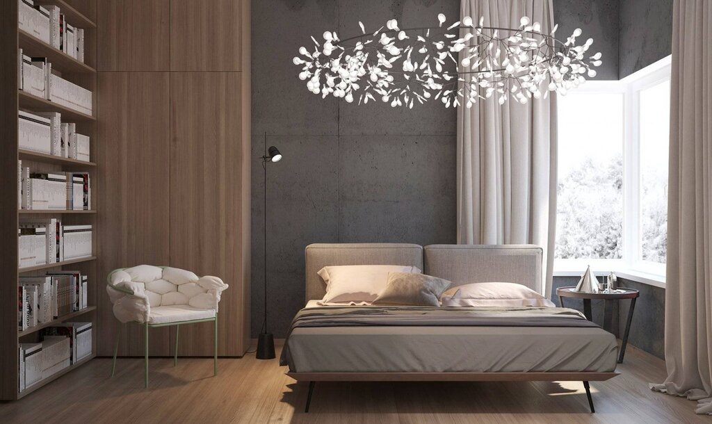 Chandeliers in the bedroom interior