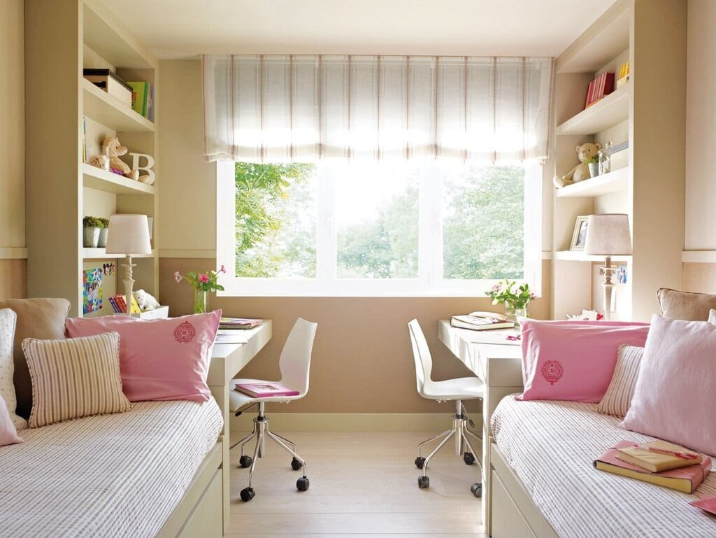 A small children's room for two schoolchildren