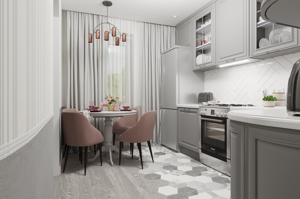 A small kitchen in gray tones