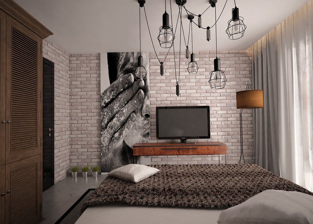 Small loft-style bedroom