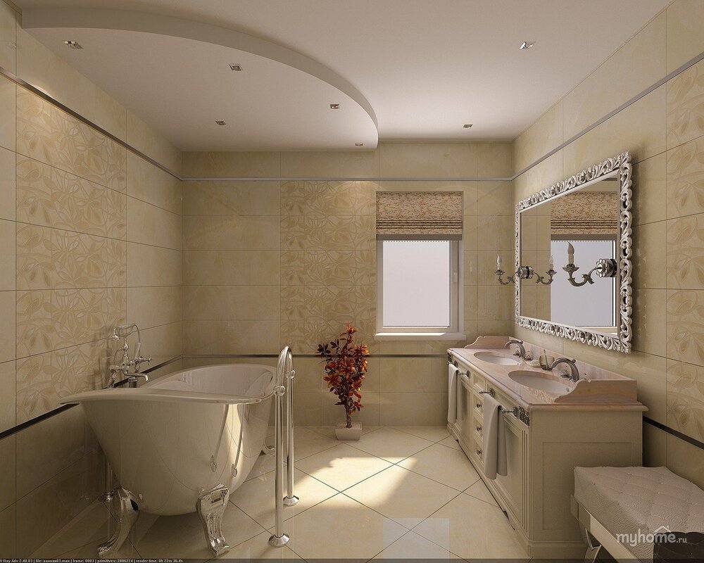 A small bathroom in beige tones 21 фото