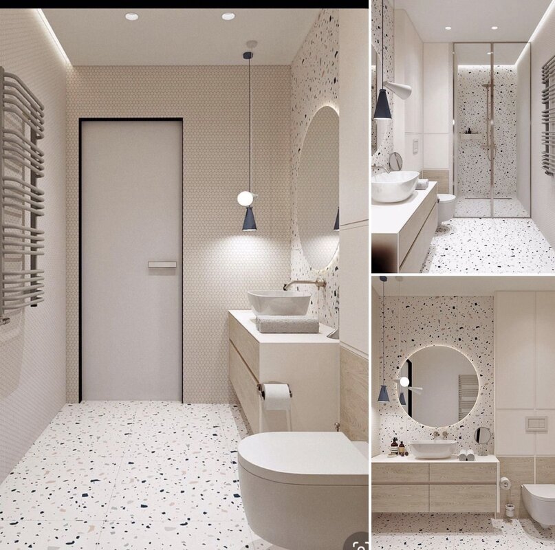 A small bathroom in light tones