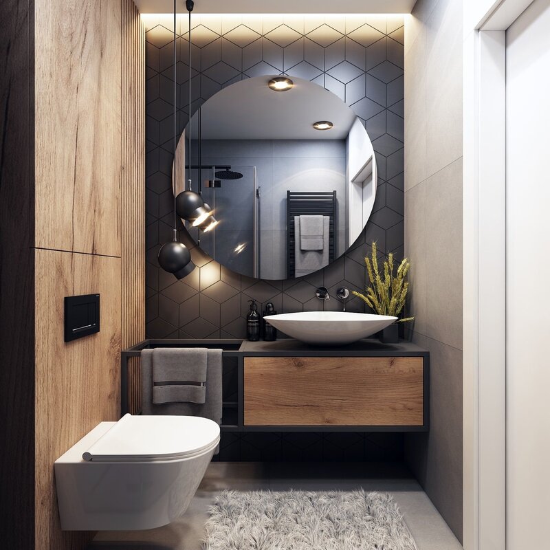 Small bathroom with a bathtub