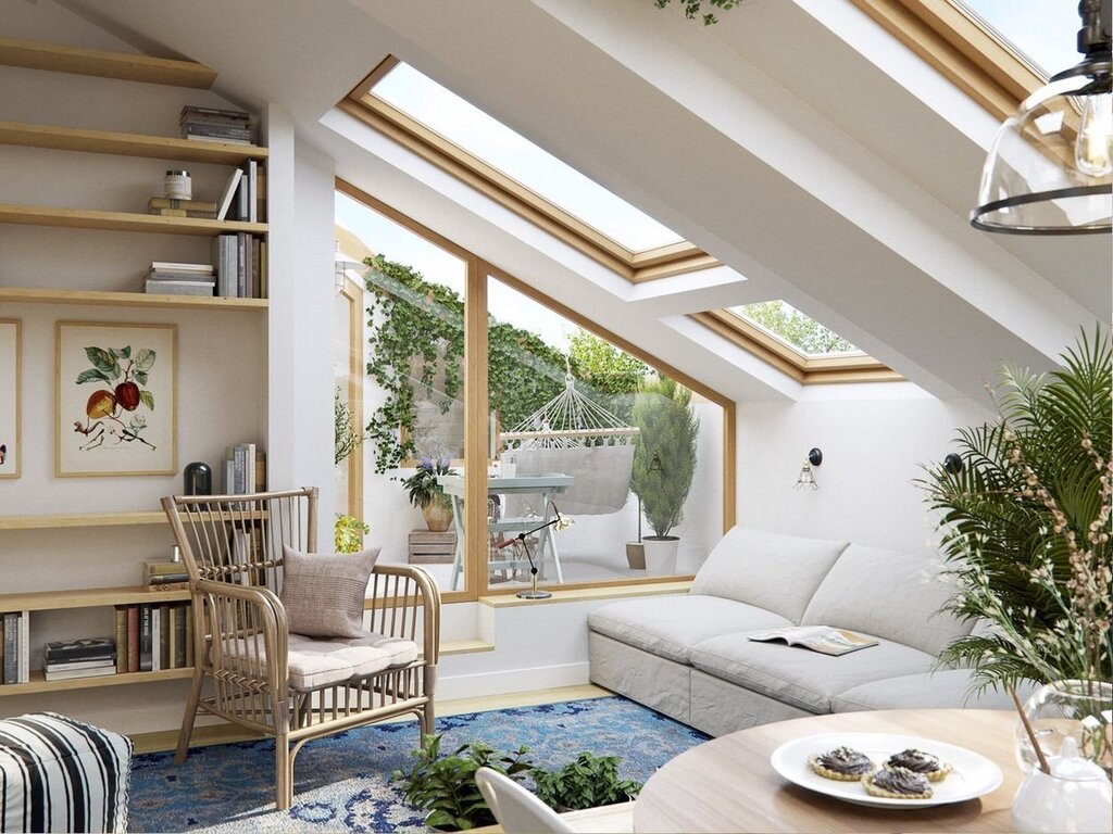 Attic with a balcony