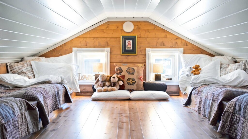 Attic in a wooden house