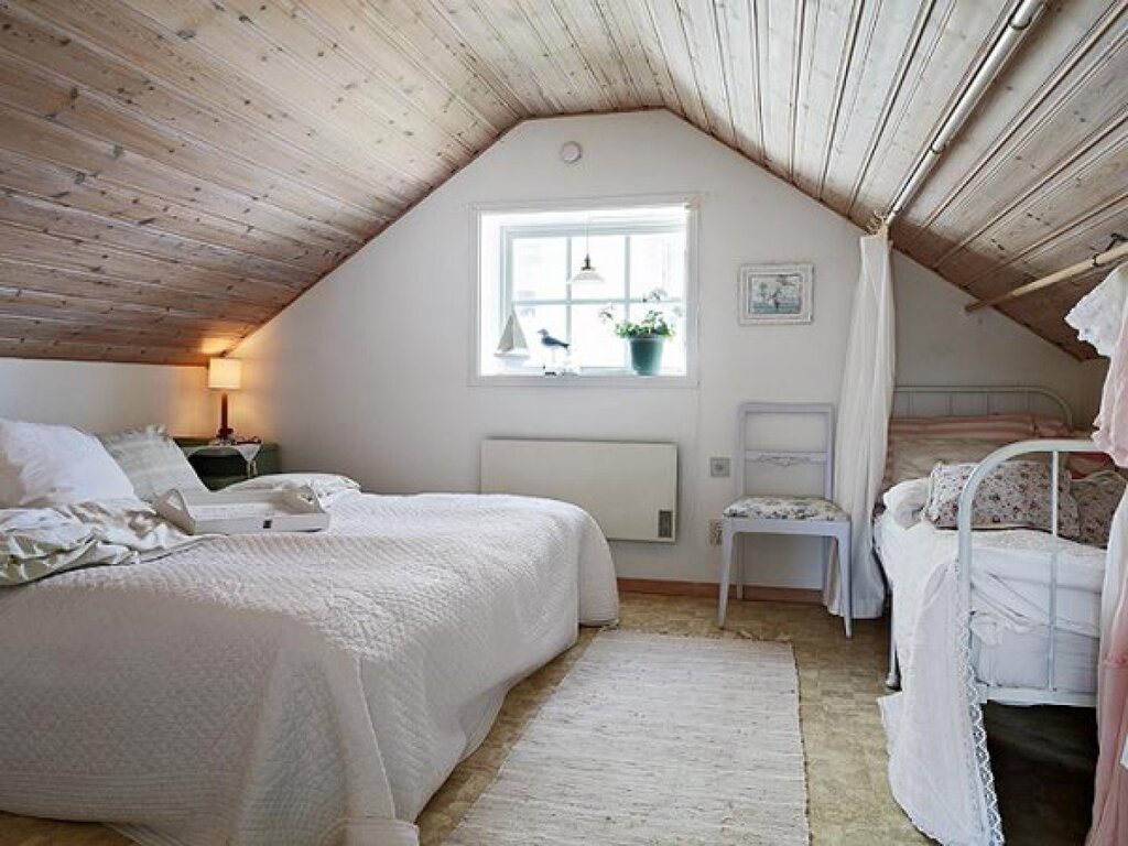 Attic with clapboard