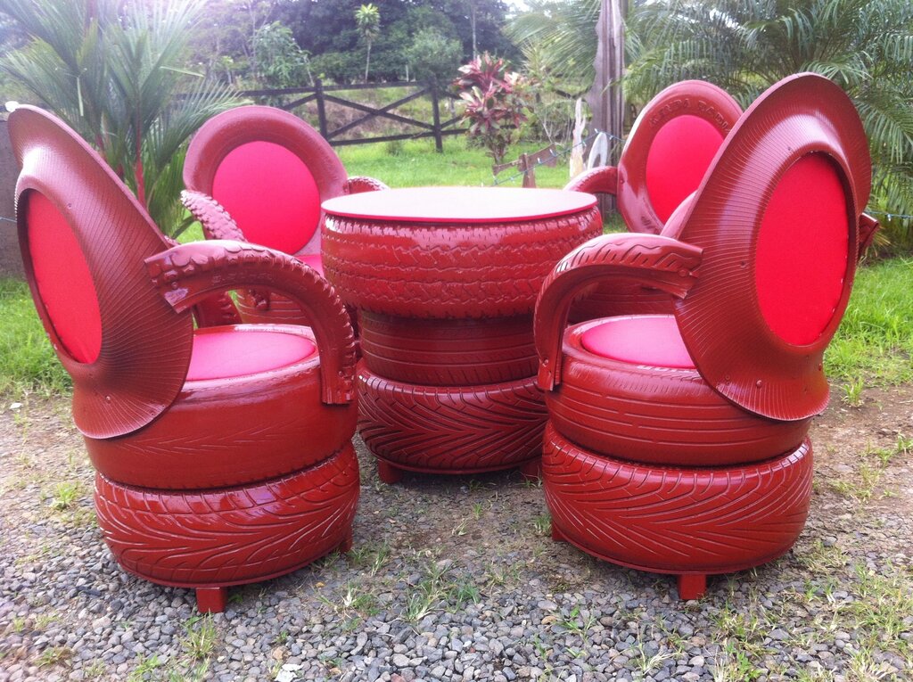 Furniture made from old tires