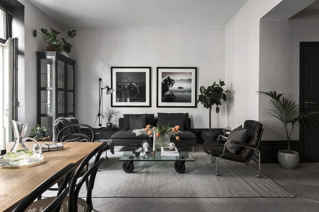 Furniture of gray color in the interior