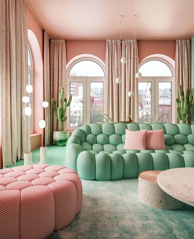 Green furniture in the interior