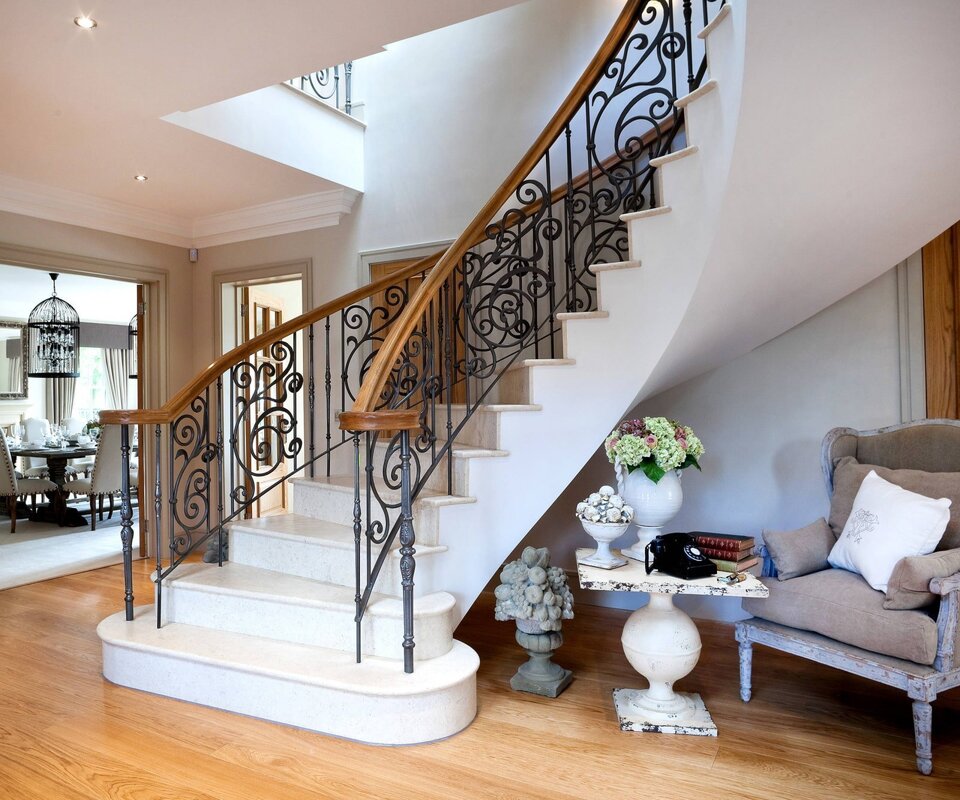 A metal staircase in a private house