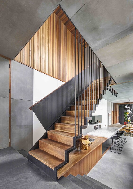 Metal staircase in the house