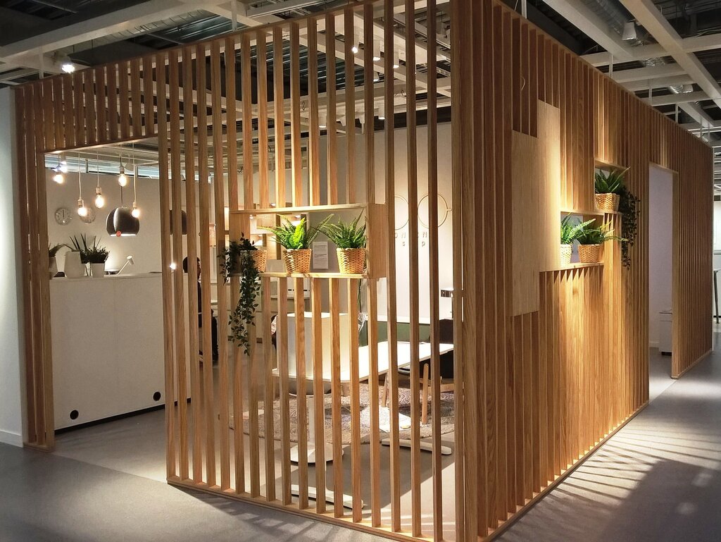 Interior partition made of timber