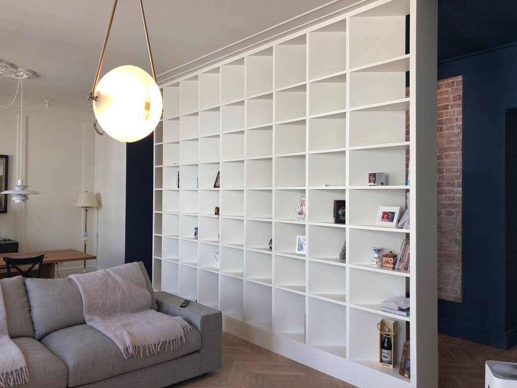 Interior partition shelving