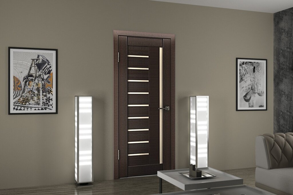 Interior doors made of eco-veneer in wenge color