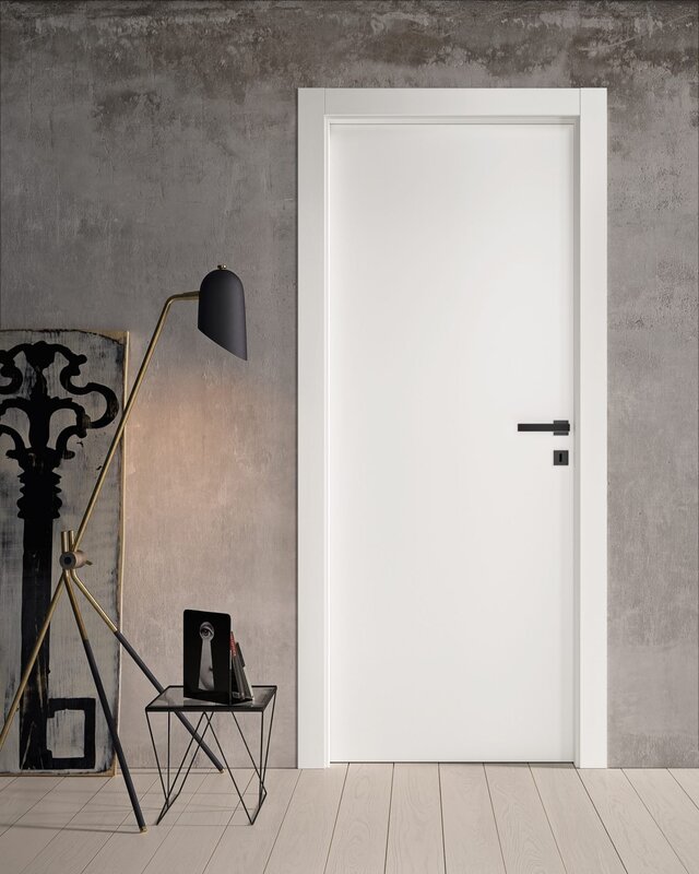 Interior doors with concealed hinges