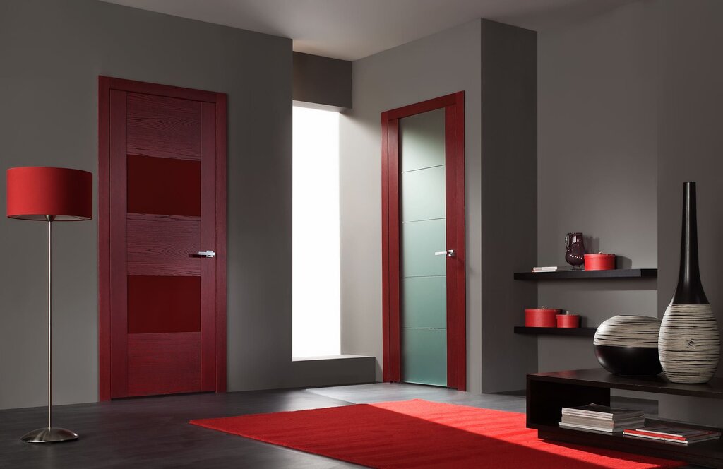 Interior doors in cherry color