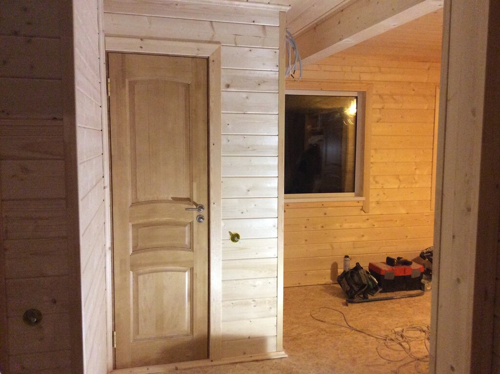 Interior doors in a house made of timber