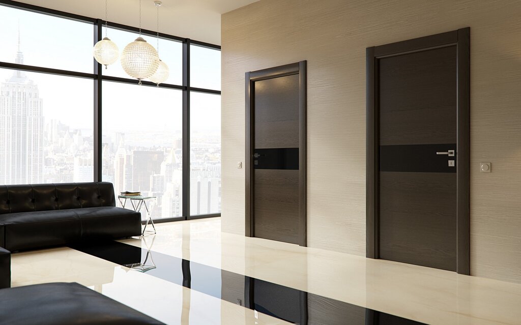 Interior wenge doors with glass 34 фото