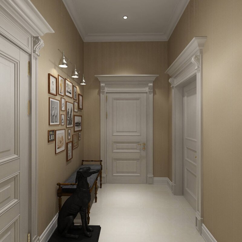 Moldings in a narrow corridor