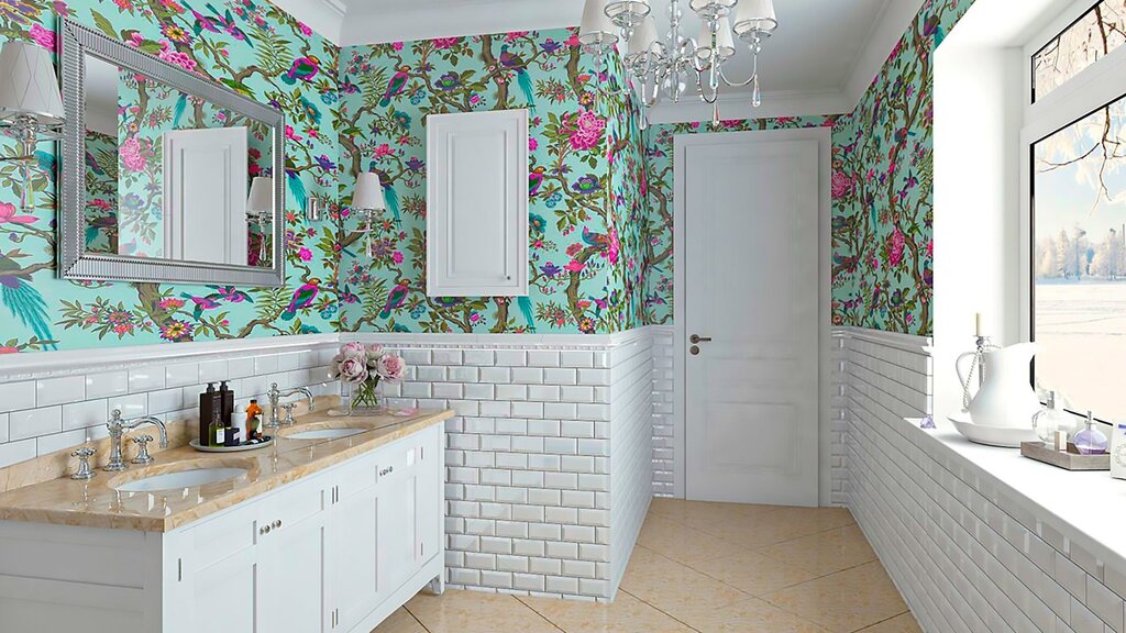 Washable wallpaper for the bathroom